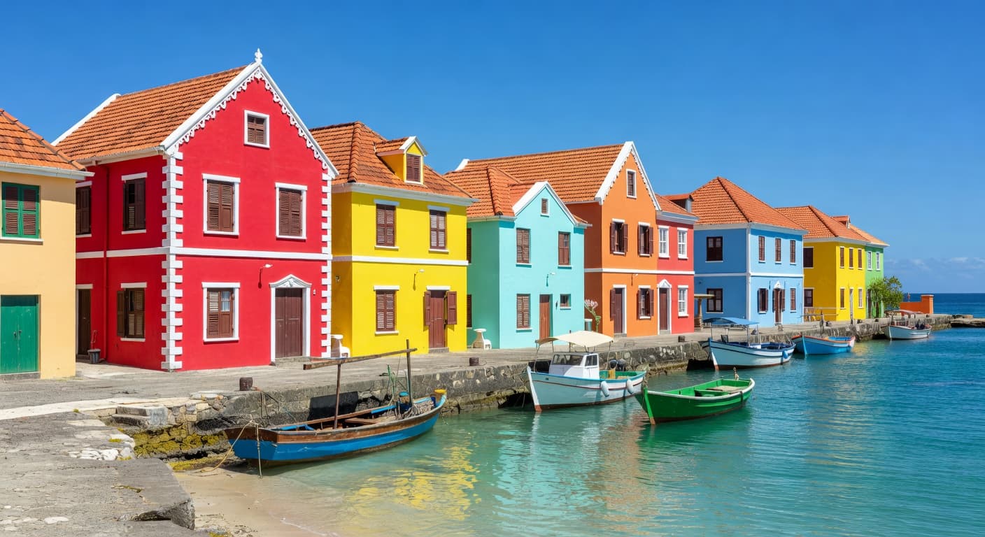 Colorful waterfront buildings in St. George's Grenada