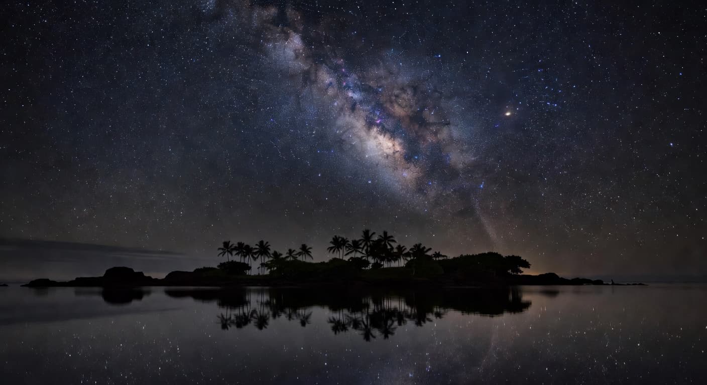 Milky Way galaxy visible over Grenada silhouette